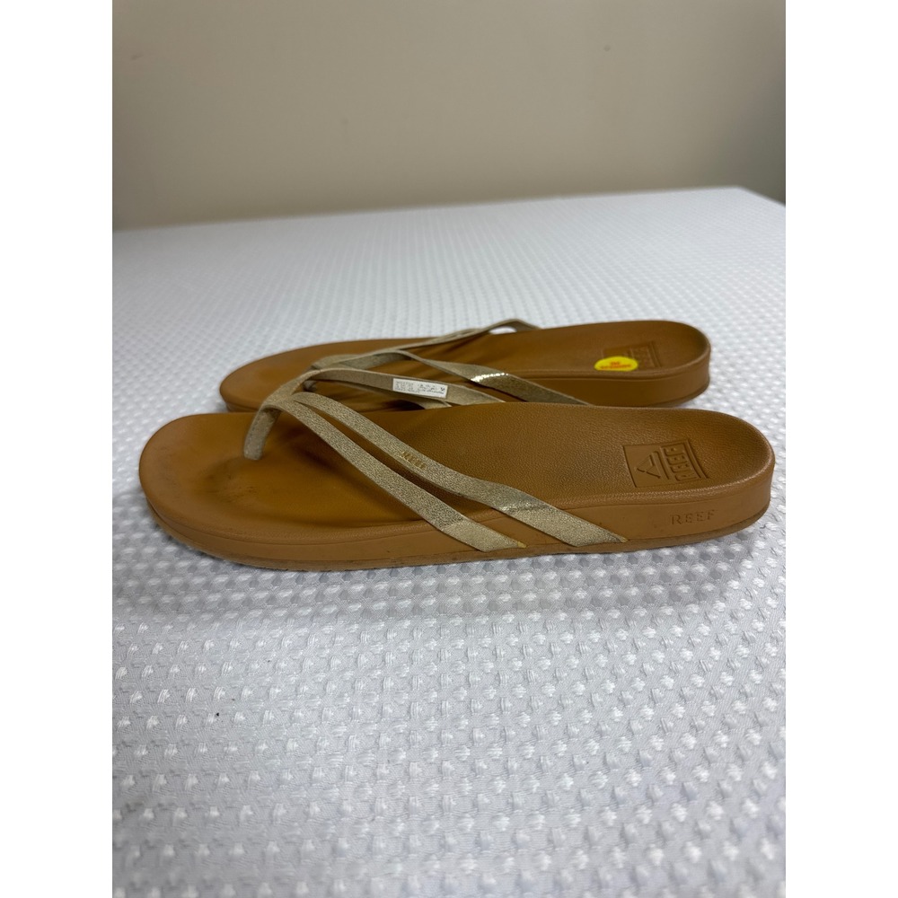 Reef Flip Flops Women 8.5 Cushion Spring Joy Gold Metallic Sandals EUC